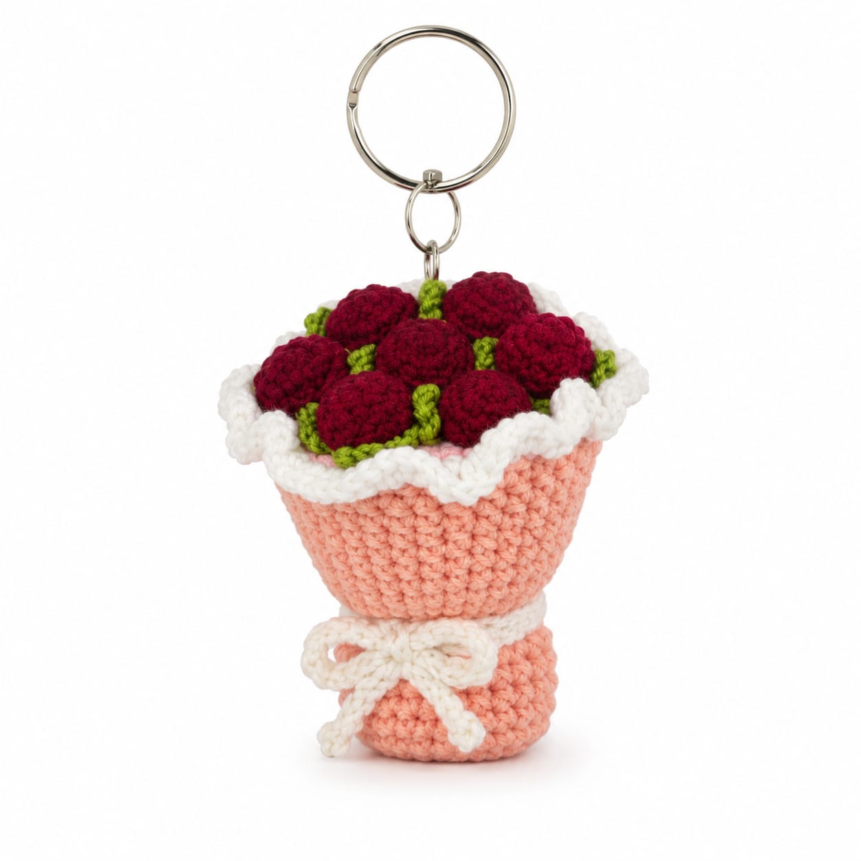 Handmade Crochet Rose Bouquet Keychain