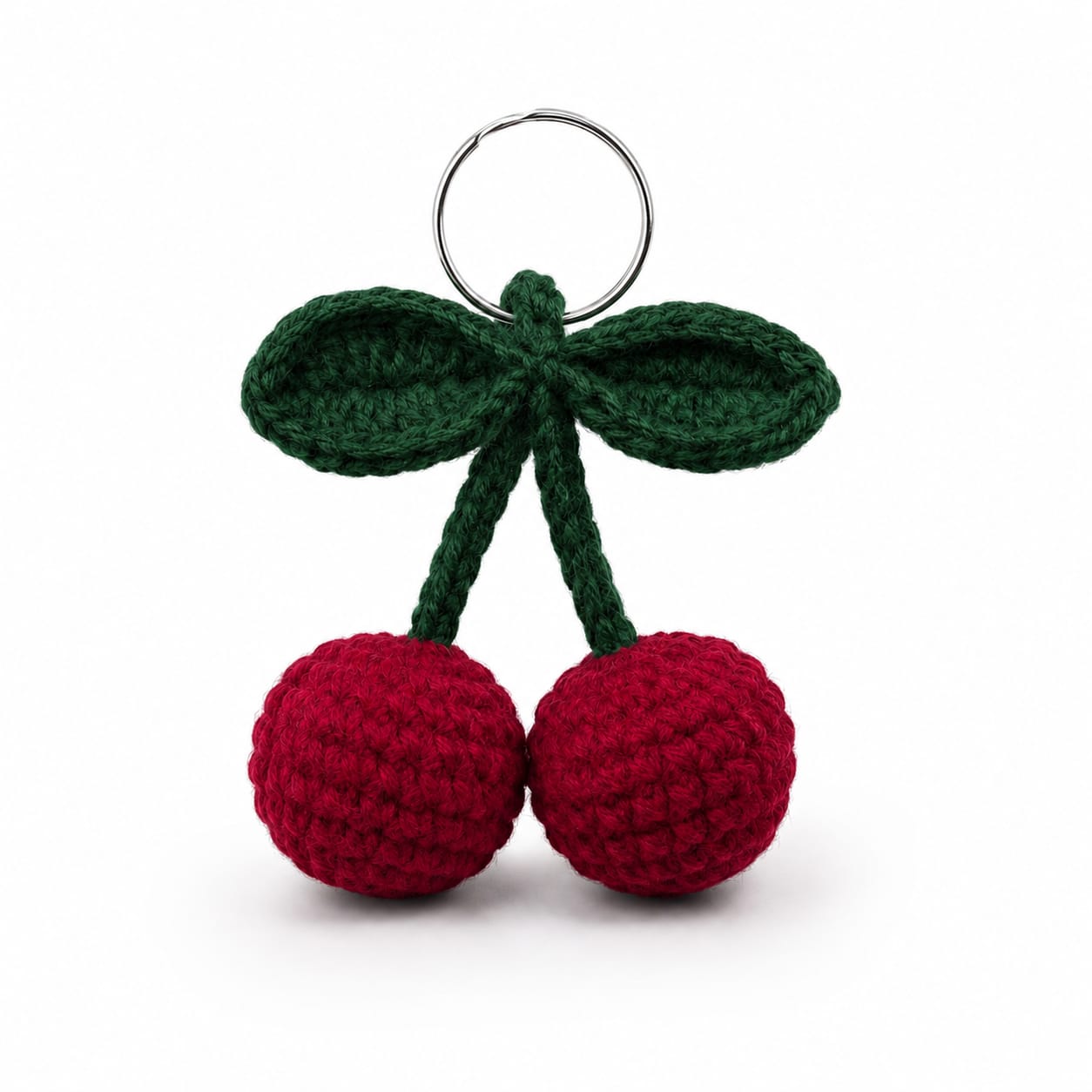 Handmade Crochet Cherry Keychain