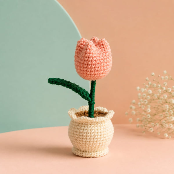 Handmade Crochet Tulip Flower Pot