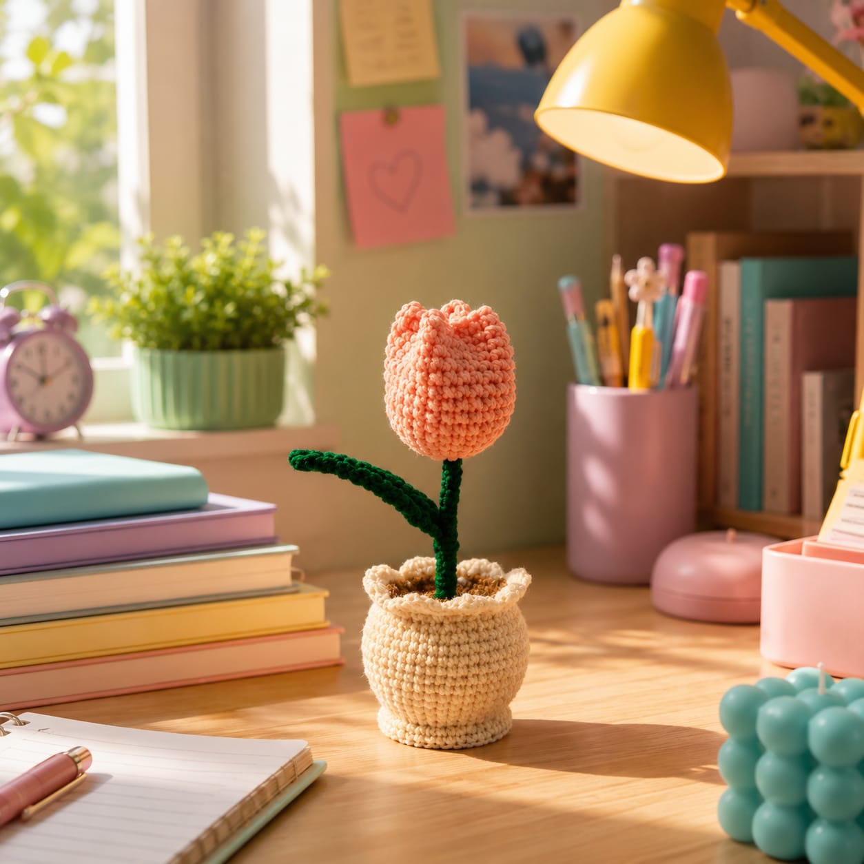 Handmade Crochet Tulip Flower Pot