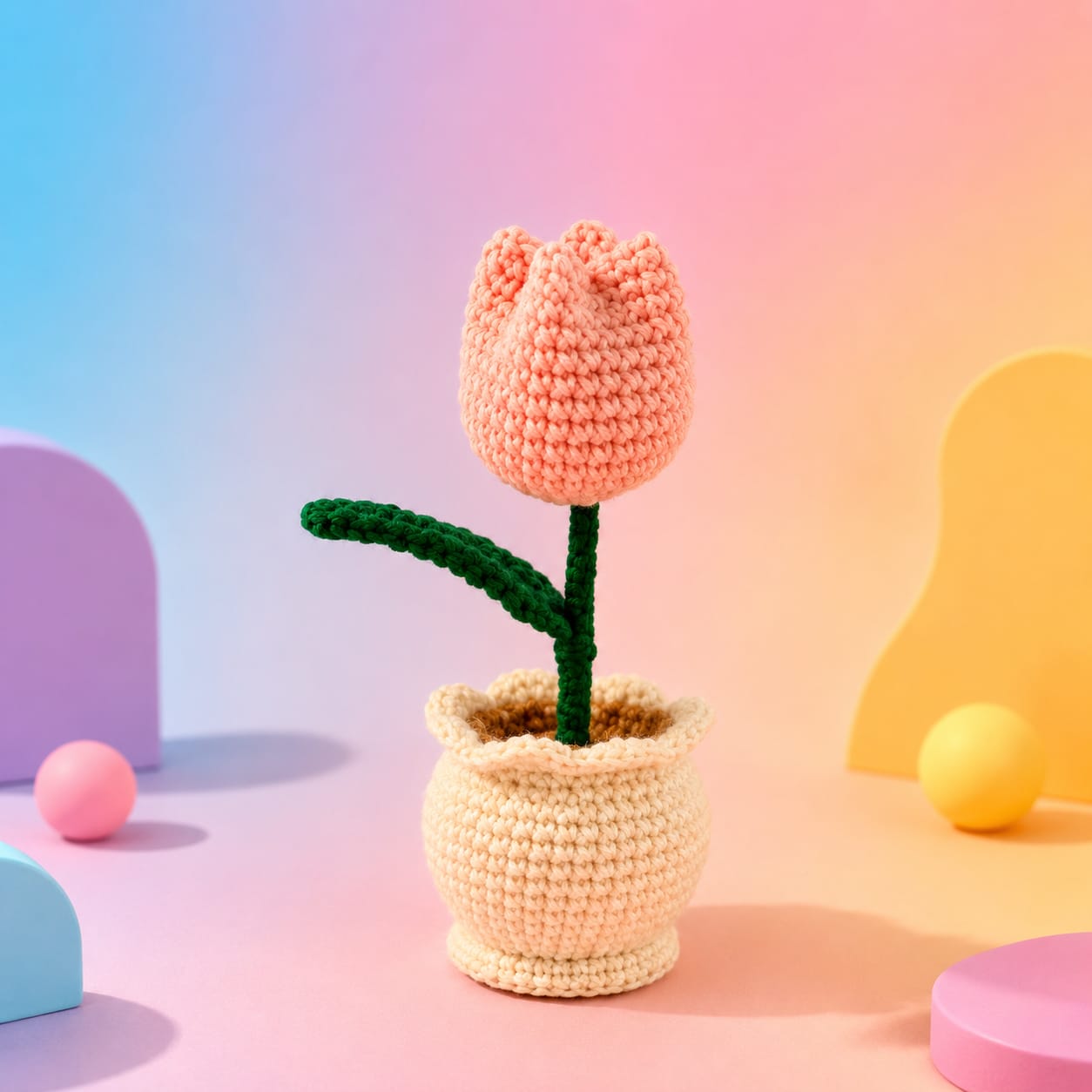 Handmade Crochet Tulip Flower Pot