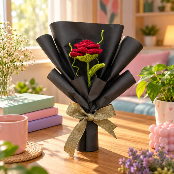 Handmade Crochet Rose Bouquet.