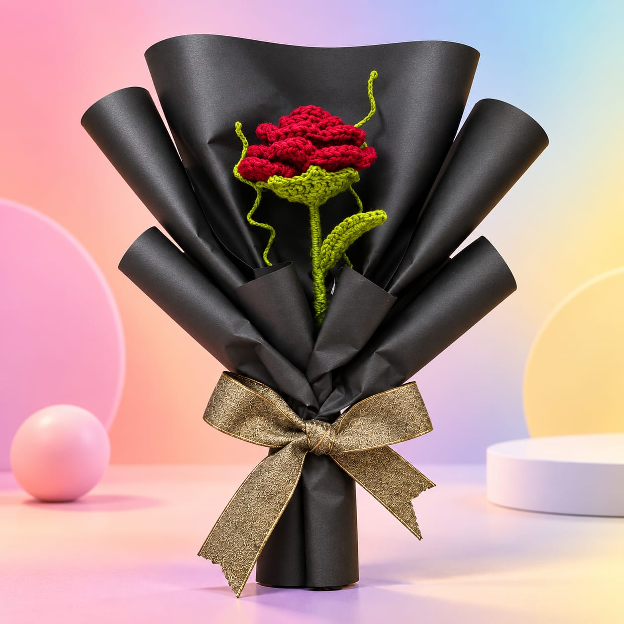 Handmade Crochet Rose Bouquet.