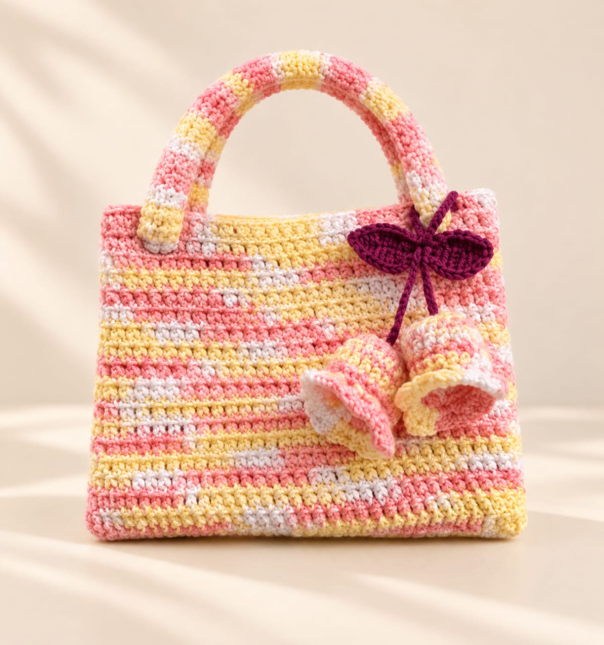 Handmade Crochet Butterfly Tote Bag