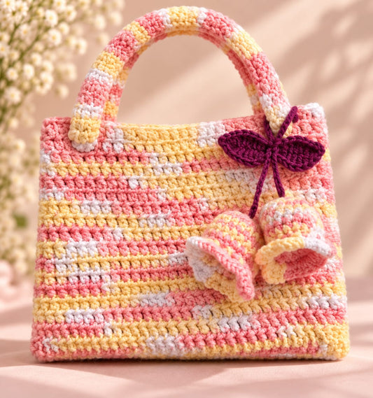 Handmade Crochet Butterfly Tote Bag