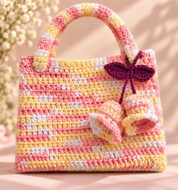 Handmade Crochet Butterfly Tote Bag