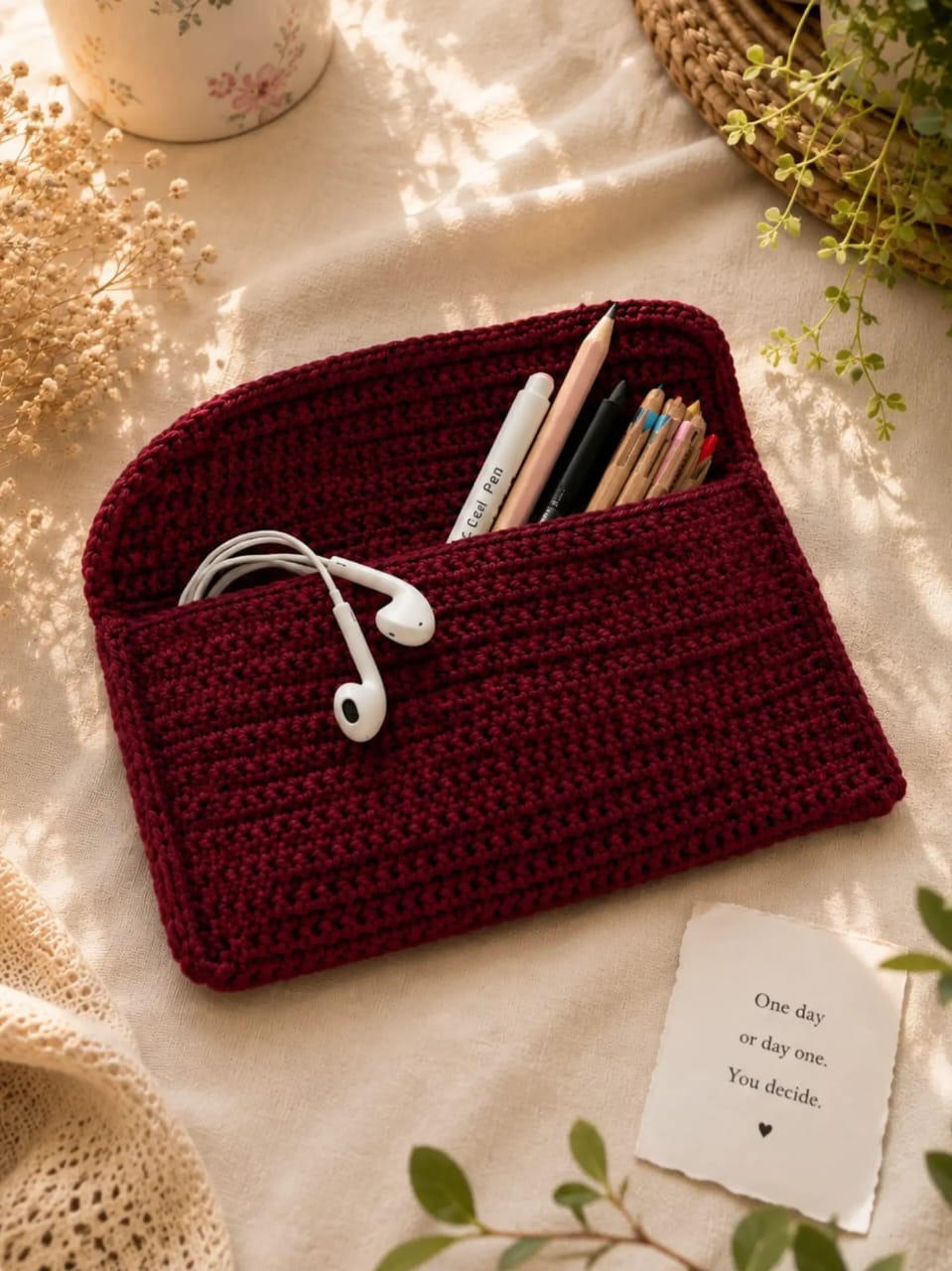 Handmade Crochet Clutch Bag with Bow
