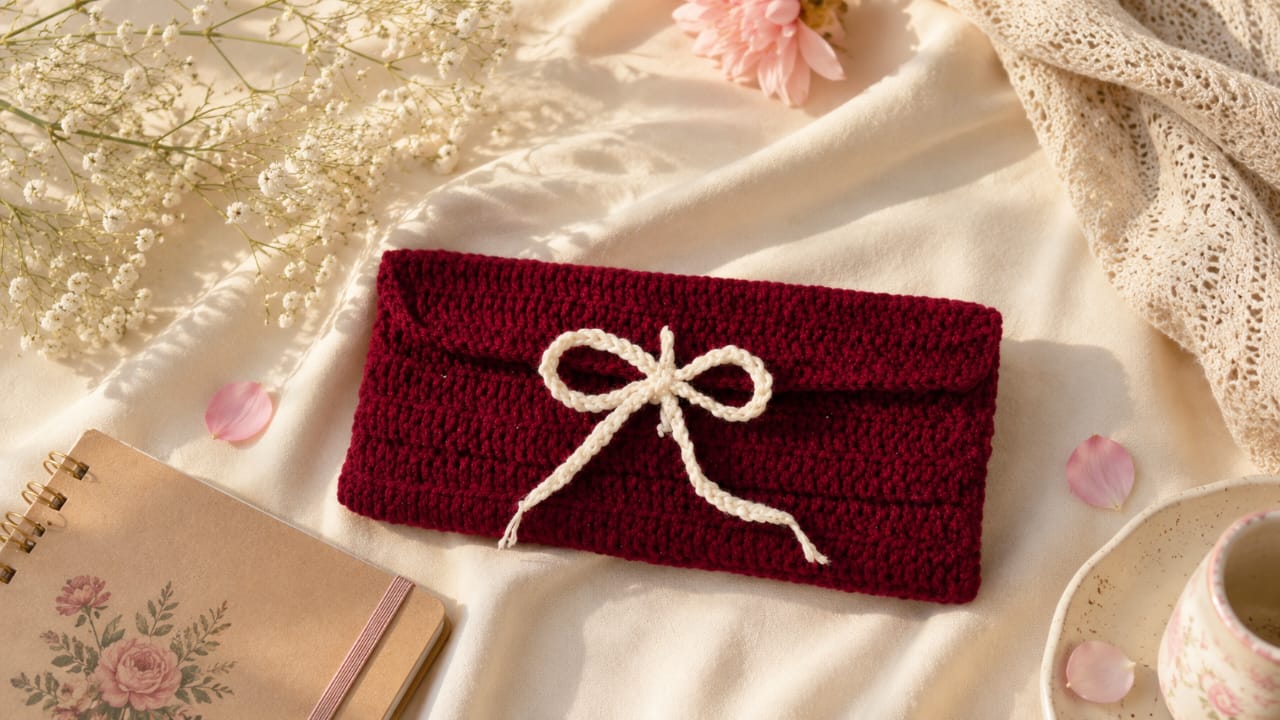 Handmade Crochet Clutch Bag with Bow
